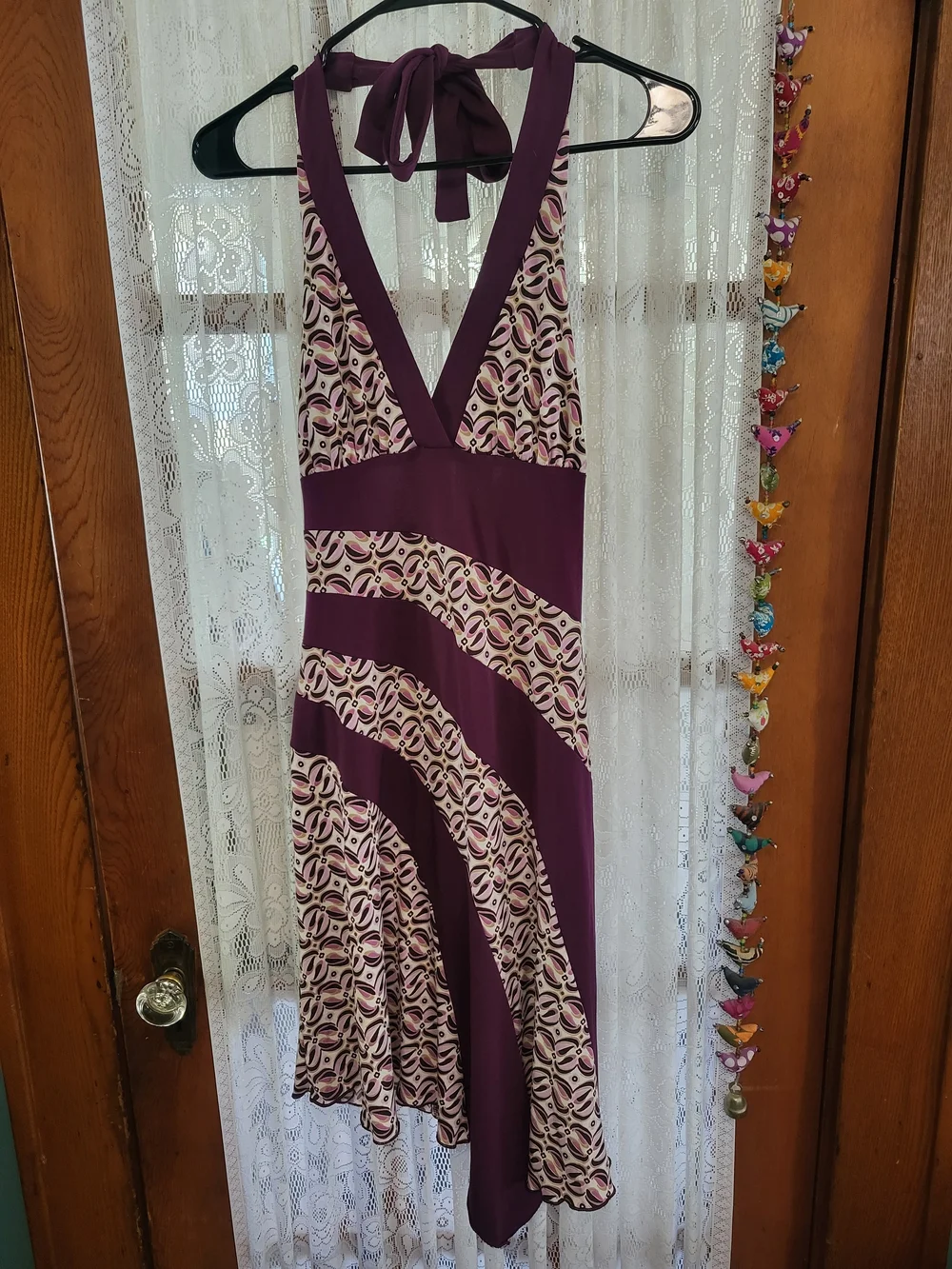 La Belle Purple and Cream Halter Dress - Picture 1 of 5